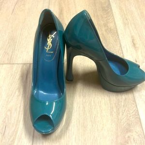 YSL tealish pumps